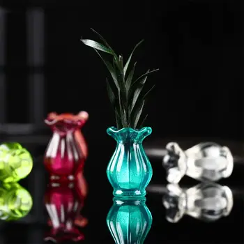 1:12 Színes Babaház Miniatűr Üveg Váza DIY Kézzel készített Váza Virágot Pot Baba, Otthon, Ház Baba Decora 20*14 mm