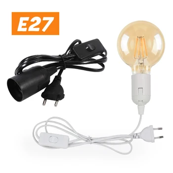 1,8 m-es Tápkábel Kábel OFF Kapcsoló, Fekete-Fehér E26 E27 Lámpa Bázis Lógó Lámpa Lámpatest Hanglamp Jogosultja Csatlakozó EU-Csatlakozó Kábel