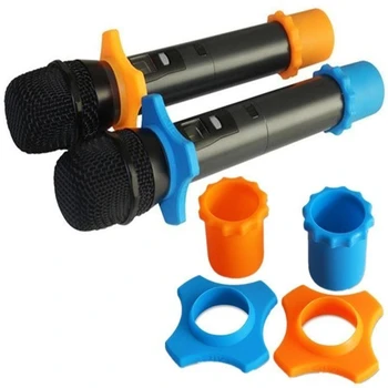 1 Állítsa Szilikon Mikrofon Anti-Slip Roller Gyűrű Kézi Mikrofon Tartozékok Mic Védelem Karaoke Mikrofon
