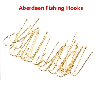 100-as, Hosszú lábú Aberdeen Halászati Horgok Friss Vizet Élő Csali Horog a Hal Jig Horgok PanFish Hülyeségektől horgászfelszerelés Horog Arany