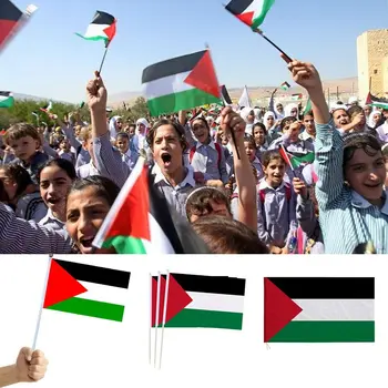 100-as Palesztina Zászlók Kis 14x21cm Gázai Ingyenes Palesztin Poliészter Banner Autó Dekoráció Felvonulás Kezében Lengő Lobogó Kellékek