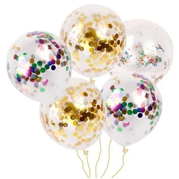 10db 12 inch léggömb, konfetti, flitteres arany léggömb, áttetsző latex labda születésnapi party léggömb dekoráció esküvői kellékek