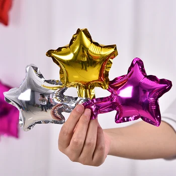 10db 5inch Aranyos Mini Szív, Csillag Alakú Fólia Léggömb Alumínium Baloon Gyerekek Játék, Ajándék, Születésnapi, Esküvői Party Dekoráció Fotó