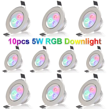 10db/sok 5W RGB Süllyesztett Mélysugárzó LED Mennyezeti Lámpa+RGB Vezérlő led lámpa spotlámpa medál világítás led lámpa AC85-265V
