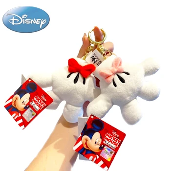 11cm Eredeti Disney Mickey Minnie Egér Bowknot Kéz, Tenyér Stílus Divat Kreatív Táskák Kulcstartó Aranyos Plüss Baba Medál Játék, Ajándék