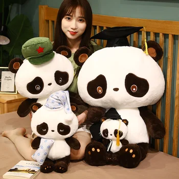 1db 25-75cm Aranyos Doktor Panda Plüss Játékok Aranyos Vörös Hadsereg Panda Plüss Párnák, Puha Állat Játékok Kiváló Minőségű Ajándék Gyerekeknek