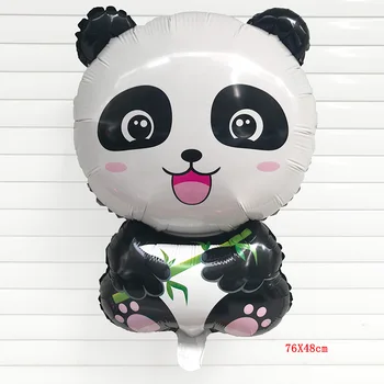 1db 76*48cm Panda eszik bambusz rajzfilm Alumínium fólia léggömb szülinapi parti dekoráció gyerekek játék léggömbök