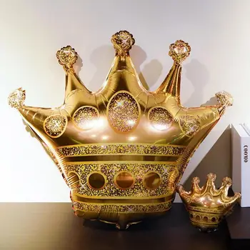 1db nagy korona alumínium fólia lufi, arany rózsa arany herceg hercegnő szülinapi parti dekoráció, baba zuhany dekoráció globos