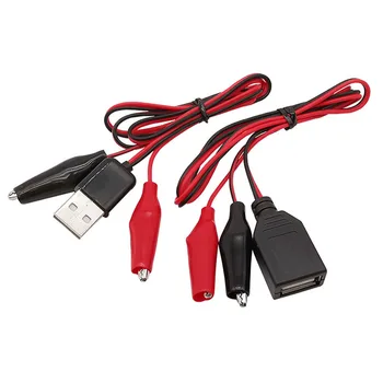 1Pair Piros Fekete Csipeszt Krokodil Csipesz-USB Férfi Dugó / Aljzat Jack Elektromos Teszt Vezet Csatlakozó Vezeték Hossza 50cm