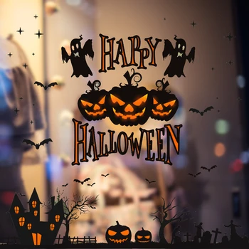1set Ragasztó-ingyenes Halloween Ablak Matrica lakberendezés Horror Hangulatot, a Koponya Tök Matricák Halloween Party Dekoráció