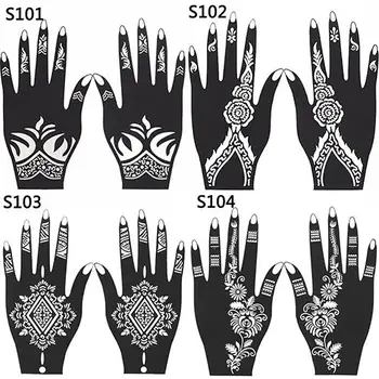 2 Db Divat Henna Tetoválás Sablon Ideiglenes Kéz Tetoválás DIY Body Art Festék Matrica, Sablon, Indiai Esküvő Festés Kit Eszközök
