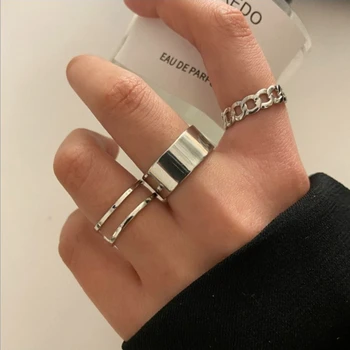 2020 Divat Egyszerű Design anillos Vintage Ezüst Színű Közös Gyűrűk Szettek Női Ékszerek koreai Verzió Közös Gyűrűk