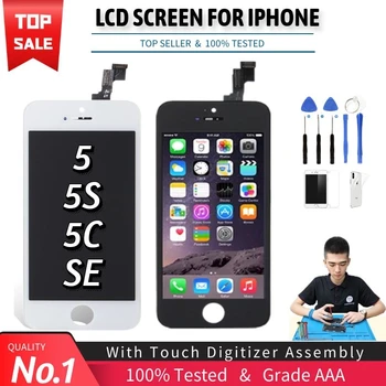 2021 AAA+ iPhone 5 5S 5C 5SE LCD Kijelző, Touch Digitalizáló Közgyűlés iPhone 5S SE LCD Képernyő Cseréje A1428 A1528