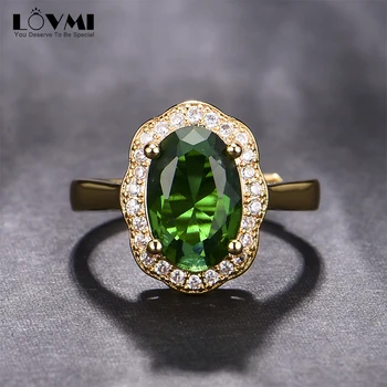 2021 Trend Női Ékszerek, Ovális Alakú, Smaragd Drágakő Nyitva Gyűrűk Női Ígéret Fél A Szerelem Ajándék, Állítható Zöld Virág Gyűrű
