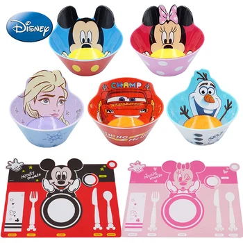 2021 Új Disney Rajzfilm Hercegnő Elsa Olaf Aranyos Tál Mickey Szilikon Alátét Gyerekek Minnie Aranyos Baba Etetés Bowl Set Melamin