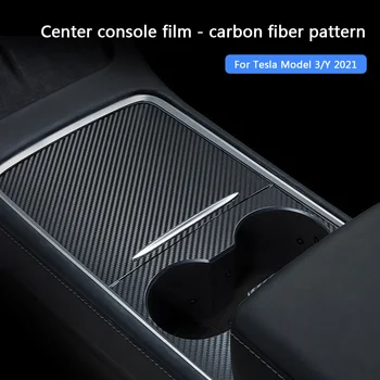 2021 Új PVC középkonzol Wrap Készlet Műanyag Szénszálas Fedezze Mintás Autó Matricák Tesla Model 3-Y 2021 Autó Tartozékok