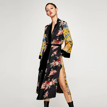 2022 Vintage Virágmintás Hosszú Kimonó Plus Size Elegáns Utcai Viselet A Nyári Ruházat A Nők Bohém Tunika Ruha A836