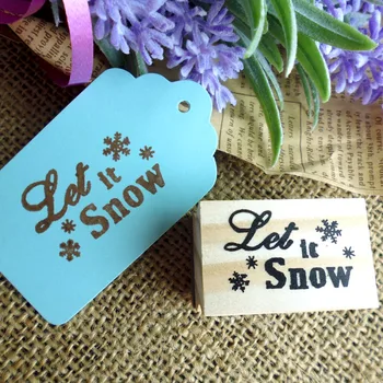 20db Let It Snow Smalll Hópehely Tervezés, Fa, Gumi Bélyegző Aranyos DIY Karácsonyi Ajándék Bélyegzővel üdvözlőlap Készítése Dekoráció
