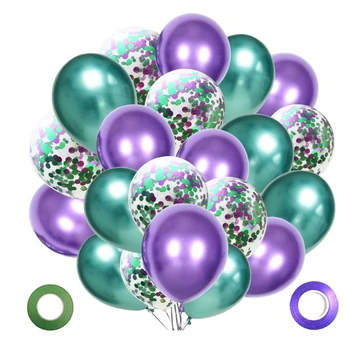 21pcs, 12 colos Hableány Metál Lufi Meghatározott Lány Szülinapi Dekoráció Csillogó Konfetti Globos Hélium Ballon Party Esküvői Dekoráció