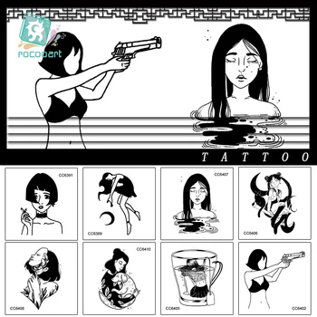25 Lap Különböző Fekete-Fehér Kis Tetoválás Sötét sorozat lány Design, Egyedi Ideiglenes Tetoválás Matrica Body Art Hamis Kéz Tetoválás