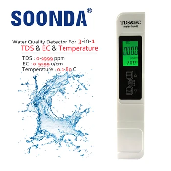 3 az 1-ben Hordozható TDS Mérő Monitor A Víz Gyors PCR-EK Ivóvíz Minőségű Teszter Analyzer 0-9999PPM Akvárium Szűrő Teszt