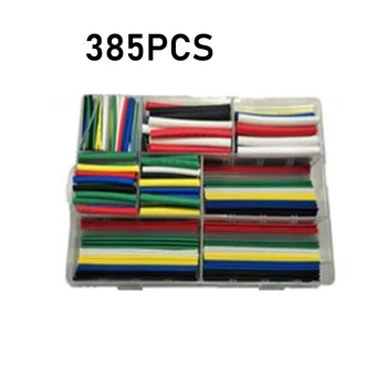 385pcs hő zsugorodó cső Készlet 2:1 9 Méret átlátszó/Sárga/Fehér/Kék/Zöld/Piros/Mix szín zsugorodó cső Hüvely