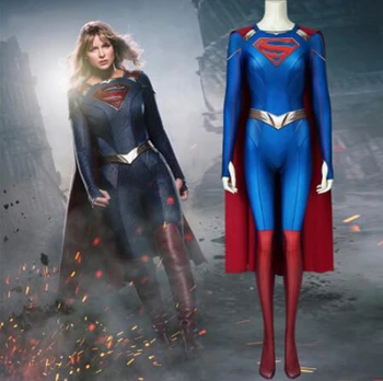 3D Supergirl Season 5 Jelmez Kara Zor-El Danvers Cosplay Szupernő Kezeslábas Halloween Jelmezek Womloak Kék Body