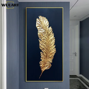 3D vászon festmény, kézzel készített, modern, absztrakt festmény arany toll haza wall art fali dekoráció kép nincs keret