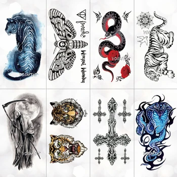 3D Vízálló Ideiglenes Tetoválás Matrica, Tigris, Kígyó, Pillangó Állat Flash Tatto Fiú, Lány, Gyermek, Kék Gyerek Kar Body Art Hamis Tetoválás