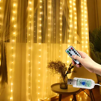 3M LED Függöny Füzér Tündér String Fények a Szobában Karácsonyi Dekoráció az Otthoni Esküvői DIY Új Év Led lámpa Távirányító
