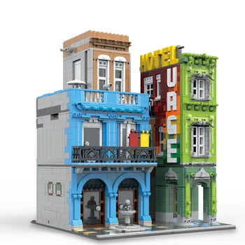 4143PCS MOC Lejtőin Hotel Modell építőkövei Kreatív Város Streetview Sorozat Építészet Tégla DIY Játékok, Ajándékok Lányoknak, Gyerekeknek