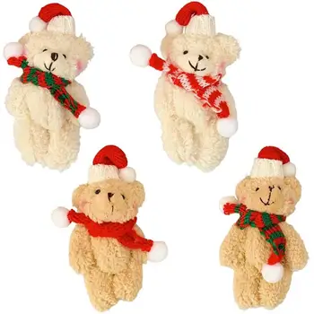 4db Plüss Mackó, karácsonyfa Medálok Puha Mini Medve Baba Játék Aranyos Pír Elviselni, Fiú, Lány, Gyermek Ajándék