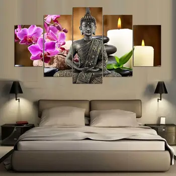 5 Darab Buddha Festményt Wall Art Print lakberendezés HD Képeket 5 Panel Poszter Nem Bekeretezett Festmények