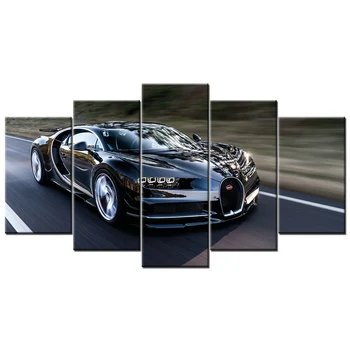 5 Darab Vászon Wall Art Festmények HD Nyomtatott Bugatti Chiron Szuper Autó Plakátok Moduláris Képek Nappali Dekor