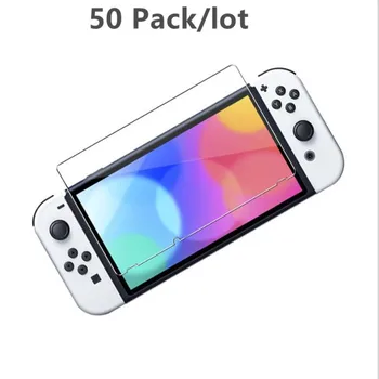 50 Csomag Nintendo Kapcsoló 7 Hüvelykes OLED Edzett Üveg 9H HD Képernyő Védő Fólia Őr Ultra vékony Fedezni NS OLED 2021