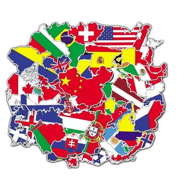 50 Db Nemzeti Zászló Matricák Játékok Országok Térkép Utazási Matrica DIY Scrapbooking Bőrönd Laptop, Autó, Motorkerékpár