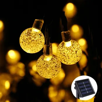 50 LED 10M Labdát Napelemes String LED Lámpák Tündér Fény Esküvői Karácsonyi Party Fesztivál Szabadtéri Beltéri Dekoráció