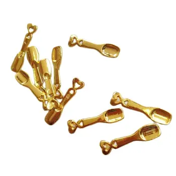 50PCS/ SOK Mini Arany Aranyos kanál DIY Dekoráció miniatűr kanál modell ABS Műanyag Kézműves hamis Utánzata Tartozékok #DIY034