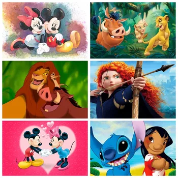 5d Diy Gyémánt Festmény Disney Rajzfilm Mickey Minnie A Lion King Fel, Gyémánt-Mozaik Hímzés, keresztszemes Kerek lakberendezés