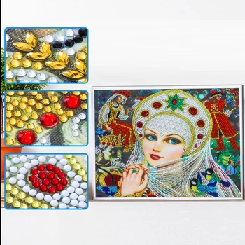5D DIY Különleges Alakú Gyémánt Festmény Gyönyörű Lány Mozaik Készlet Strasszos Rajz, Kép Beállítása Otthon Dekoráció, Kézműves