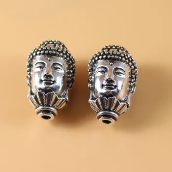 5db Buddha Fej Antik Ezüst Színű Távtartó Gyöngyök Ötvözet Fém Gombok Laza gyöngyök, Ékszerek Karkötő DIY Megállapítások Tartozékok