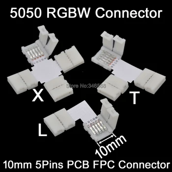 5Pin 5-Pin RGBW RGBWW LED Szalag FPC NYÁK Csatlakozó L T X Alakú Sarok Splitter Solderless a 10 mm Szélesség 5050 RGBW Szalag Fény