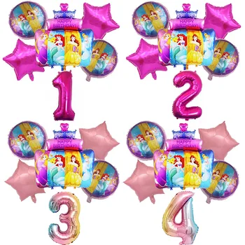 6db Disney hercegnő torta fólia lufi baby shower 32inch száma Születésnapi party dekorációk, gyerek játékok, 18 hüvelyk Gyermekek globos