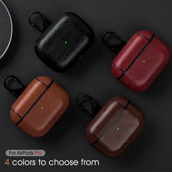A AirPods Pro Esetben Bőr Ütésálló Fülhallgató védőburkolat Apple Air Pod-Pro 2019 Esetben Fekete, Piros Esetben a Kulcstartó