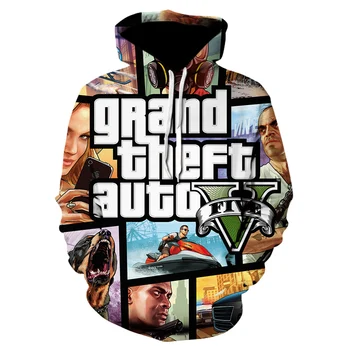 A Grand Theft Auto 3D 2021 Szórakoztató GTA 5 Divatos Hosszú Ujjú kapucnis felső Street Style Hooed Kabát, Minőségi Unisex Gta5 Játék Pulóver