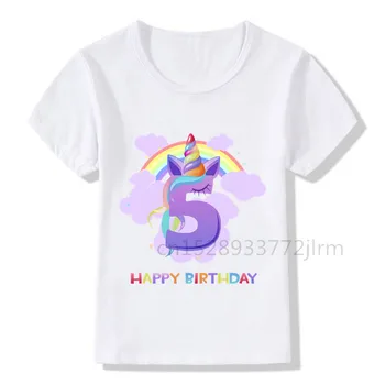A gyerekek Egyszarvú Születésnapi Szám 1-10 Póló Gyermekek Boldog Szülinapot T-shirt BoyGirl Ajándék Tshirt Jelen Családi Ruha