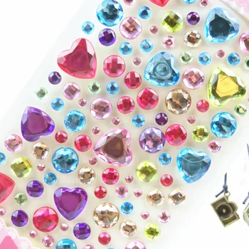 A gyermekek gyémánt akril matrica kristály matrica 3D színes szerelem virága kerek DIY gem dekorációs matricák lány