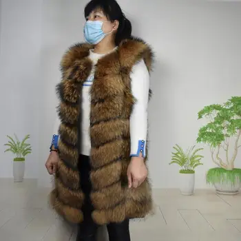 A nők Valódi Szőrme Kabát Téli Valódi Nők Rövid Szakasz Meleg Vastag Mosómedve Kabátot, Bundát Természetes Szőr 90CM