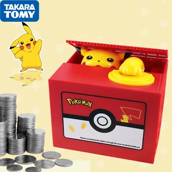 A pokémon Anime Piggy Bank Játékok Pikachu akciófigura Zene Lopás Érmék Mozgatható Piros Malacka Bank Baba Születésnapi Ajándék