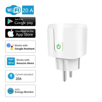 A Smart Plug WiFi Csatlakozó EU-20A Power Monitor Időzítés Funkció Tuya SmartLife APP Ellenőrzés Működik, Alexa, a Google Asszisztens